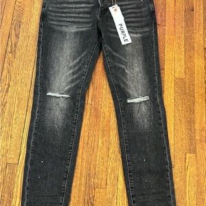 Purple Black Distressed Jeans